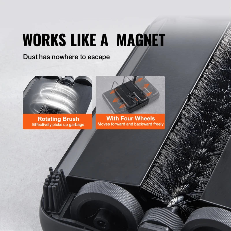 Manual Carpet Sweeper for Rugs & Hardwood Floors - 7.87in Sweeping Path, 300ml Dustbin Capacity