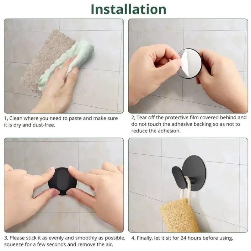 Heavy Duty Self-Adhesive Wall Hooks for Bathroom & Kitchen - Waterproof Plastic Hangers