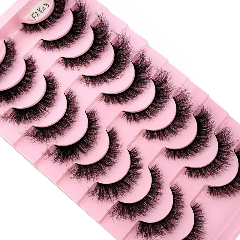 False Eyelashes 10 Pairs Natural-Looking 3D Curly Mink-Style Makeup Lashes