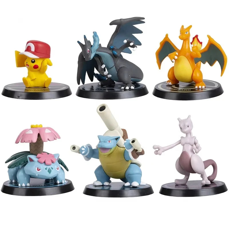 Pokemon Action Figures Set - Pikachu Charizard Blastoise Squirtle Bulbasaur Toy Collection, 6-7cm