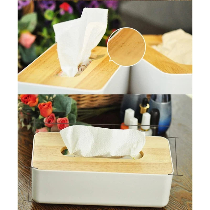 Stylish Wooden Tissue Box Cover - Home Kitchen Plastic & Bamboo Decor