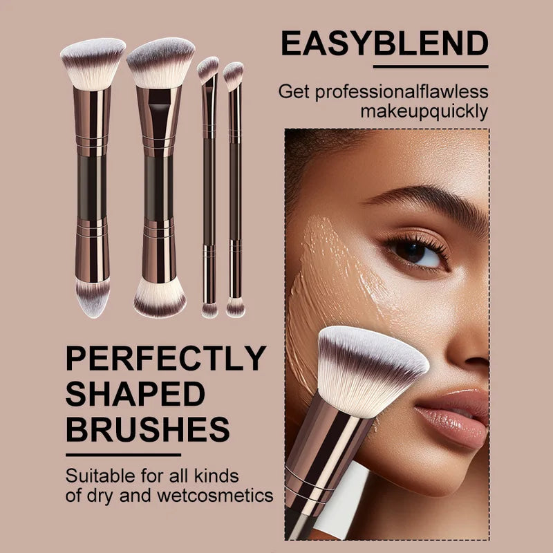 Double-Ended Makeup Brush Set - Powder, Blush & Blending Brushes for Beginners