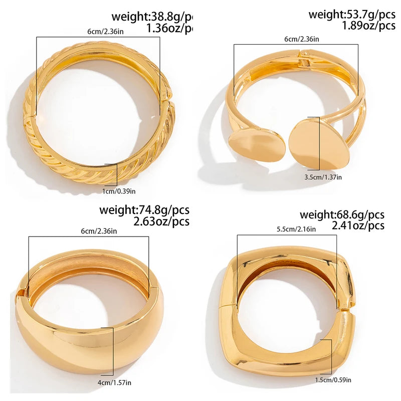 Exaggerated Punk Heavy Metal Chunky Spring Bangles - Gold & Silver Arm Cuffs for Women & Men