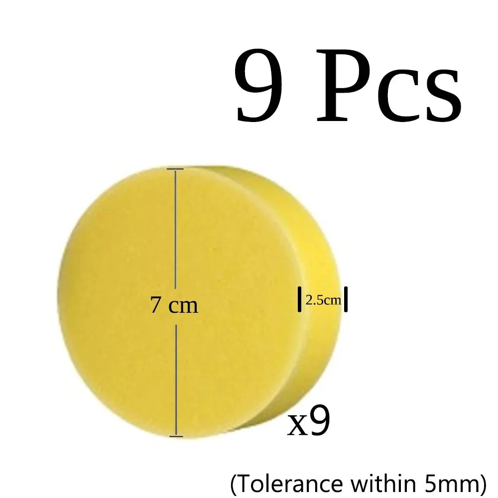 Multi-Use Foam Sponge Set for Car Detailing & Home Cleaning - 9 Pieces, 7cm