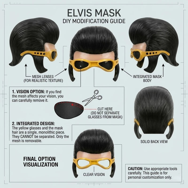 Vintage Rockabilly Elvis Half Face Mask Latex Costume Accessory for Halloween & Cosplay