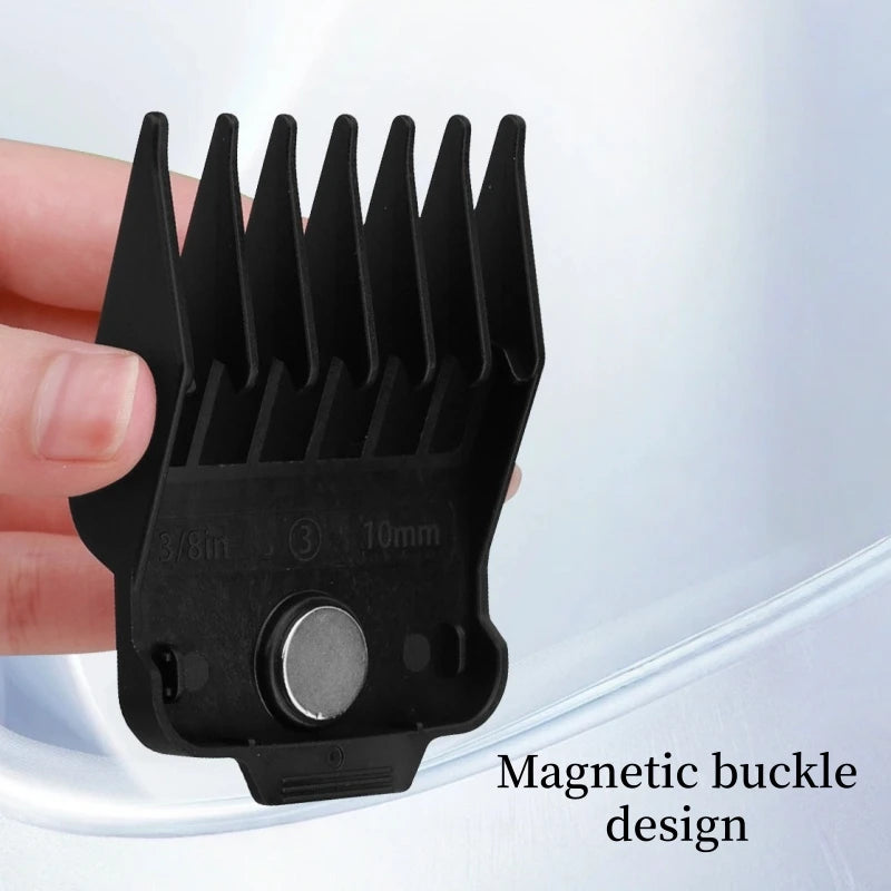 6-Pack Magnetic Hair Clipper Comb Guards for Wahl & Salon Use - Black