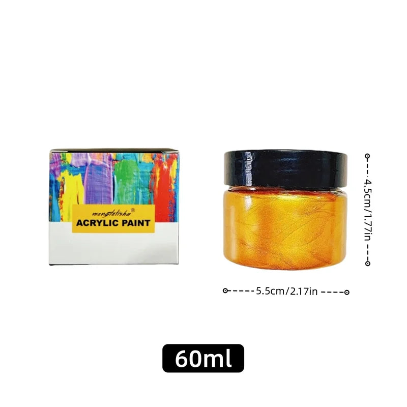 60ml Metallic Acrylic Paint - Waterproof, Non-Fading for Art & Craft
