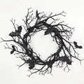 Halloween Artificial Wreath with Bat Design and LED Lights for Front Door Decor