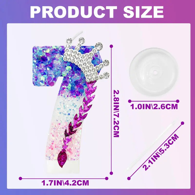 Number 0-9 Birthday Candle Set Pink Purple Gradient Sparkly Cake Topper