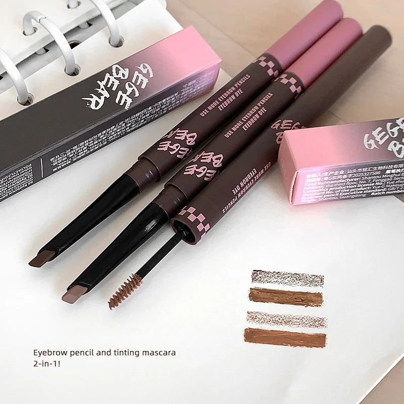 2-in-1 Eyebrow Pencil and Tinting Mascara - Waterproof Long-Lasting Natural Finish