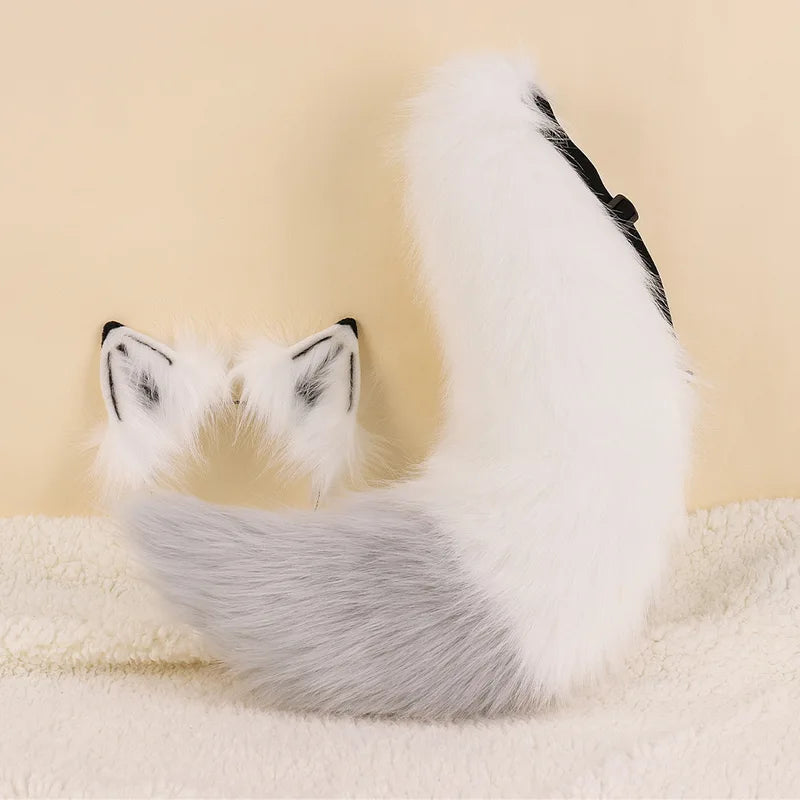 Halloween Wolf Tail Costume Plush Ears Cosplay Props for Men and Women