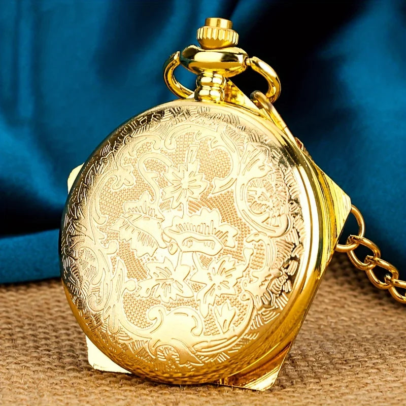 Personalized Fashion College Style Pentagonal Gold Blue Quartz Pendant Watch for Boys & Students
