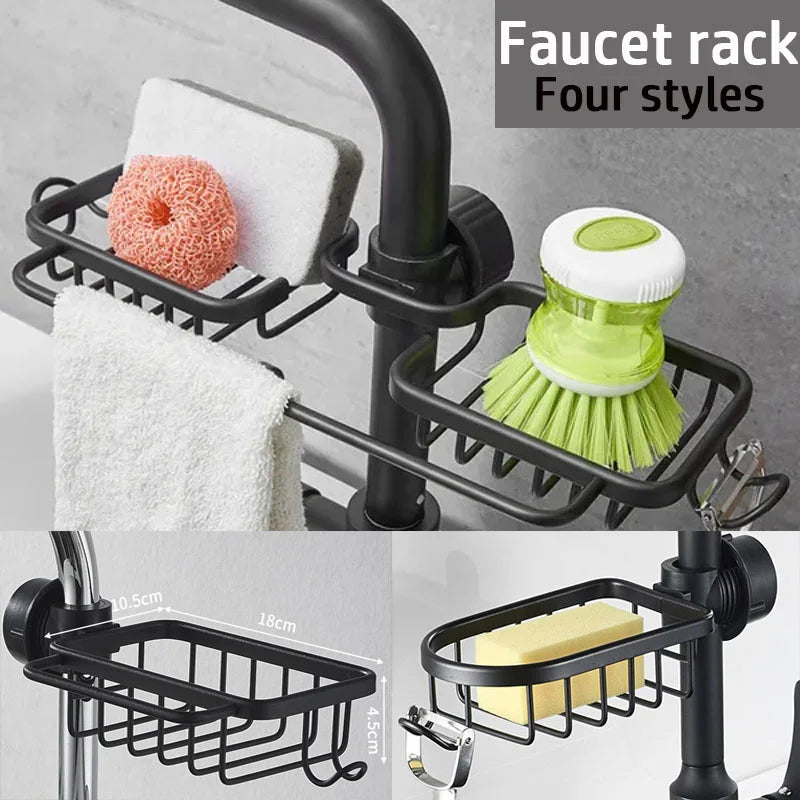Kitchen Sink Drain Rack Sponge Holder Faucet Shelf Organizer Aluminum Bathroom Accessories