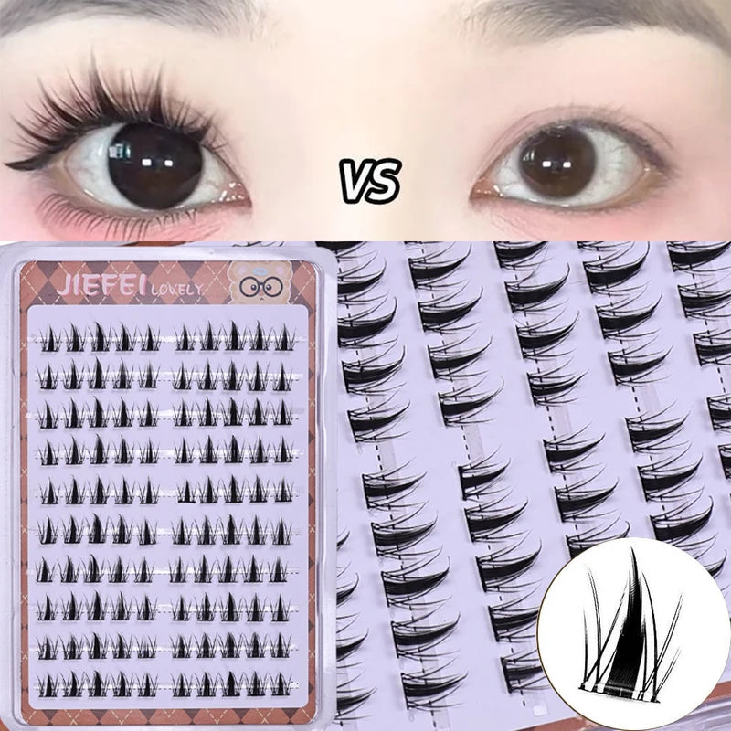 DIY Self-Adhesive Cluster False Eyelashes 10 Rows/Box, Natural Look, Glue-Free