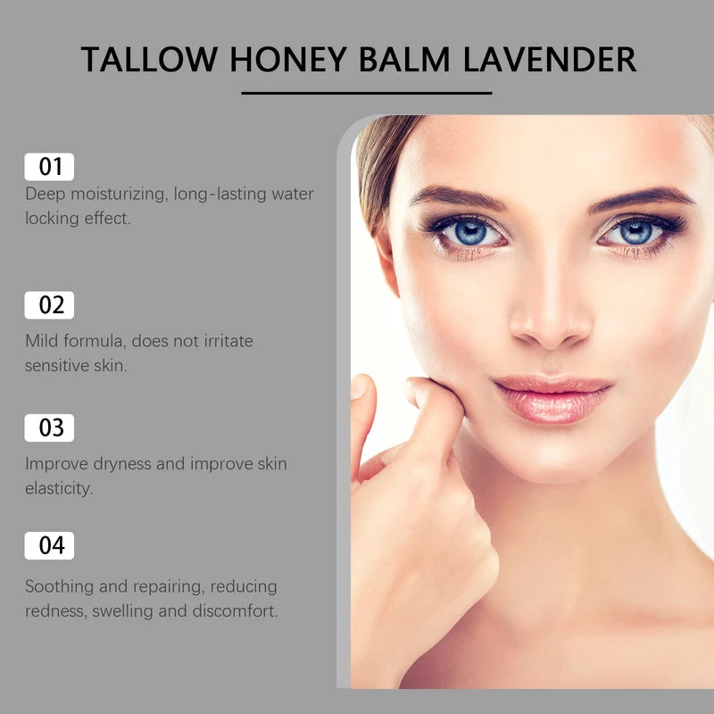 Grass-Fed Tallow Honey Face & Body Moisturizer - Nourishing Non-Greasy Cream