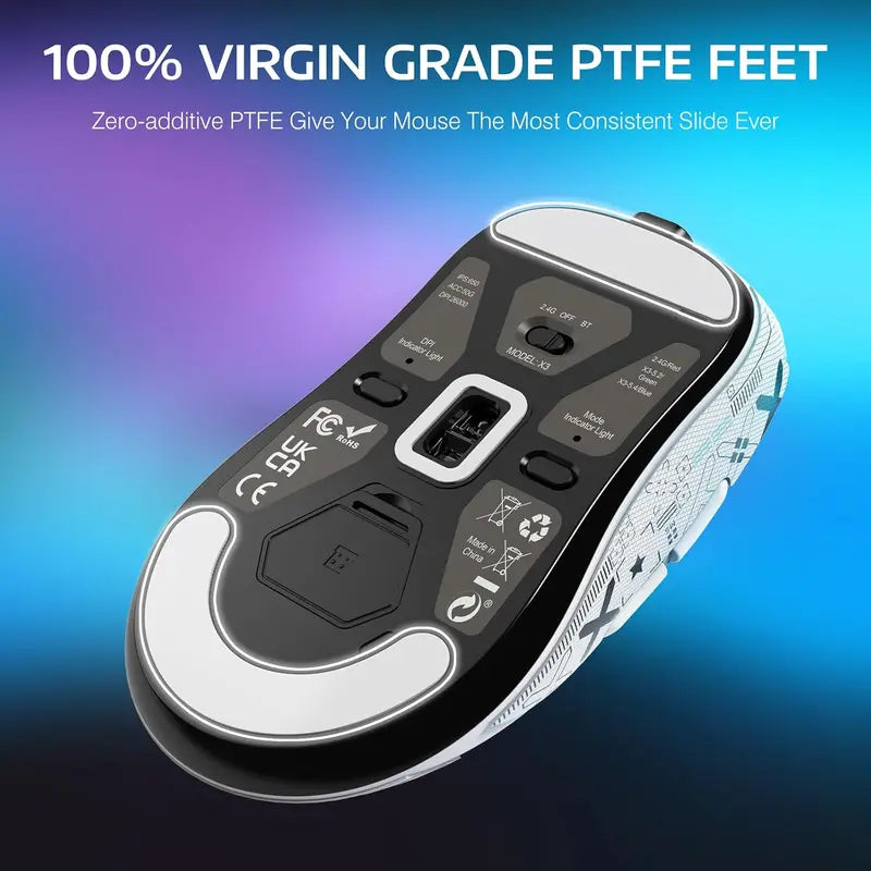 Wireless Gaming Mouse Lightweight 49g Tri-Mode PAW3395 26K DPI Battery 200h