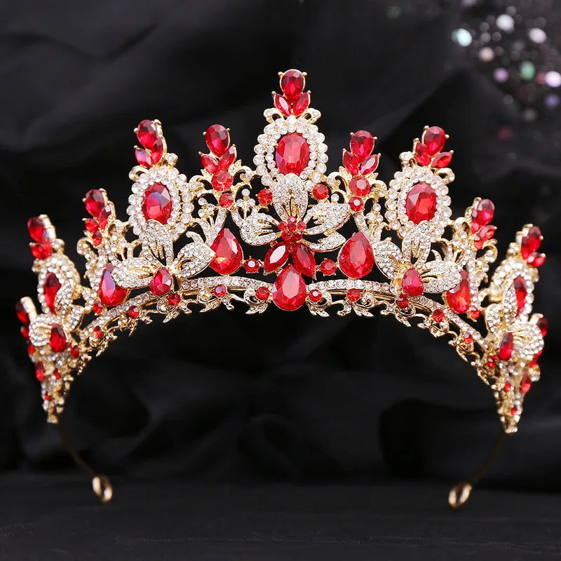 Elegant Water Drop Flower Crystal Opal Tiara for Women Wedding & Party Hair Accessories