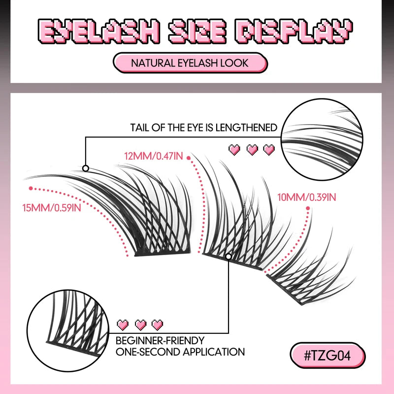 False Eyelash Clusters Kit with Winged End Eye Extensions for DIY Makeup