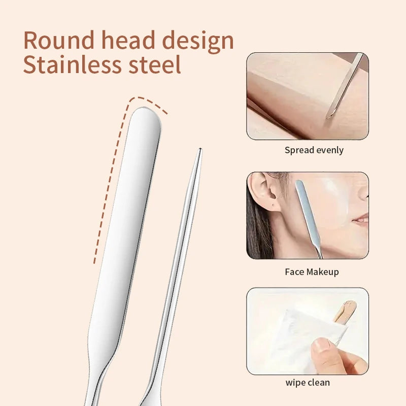 Stainless Steel Foundation Brush and Paddle Set - Makeup Tool Kit for Face & Concealer
