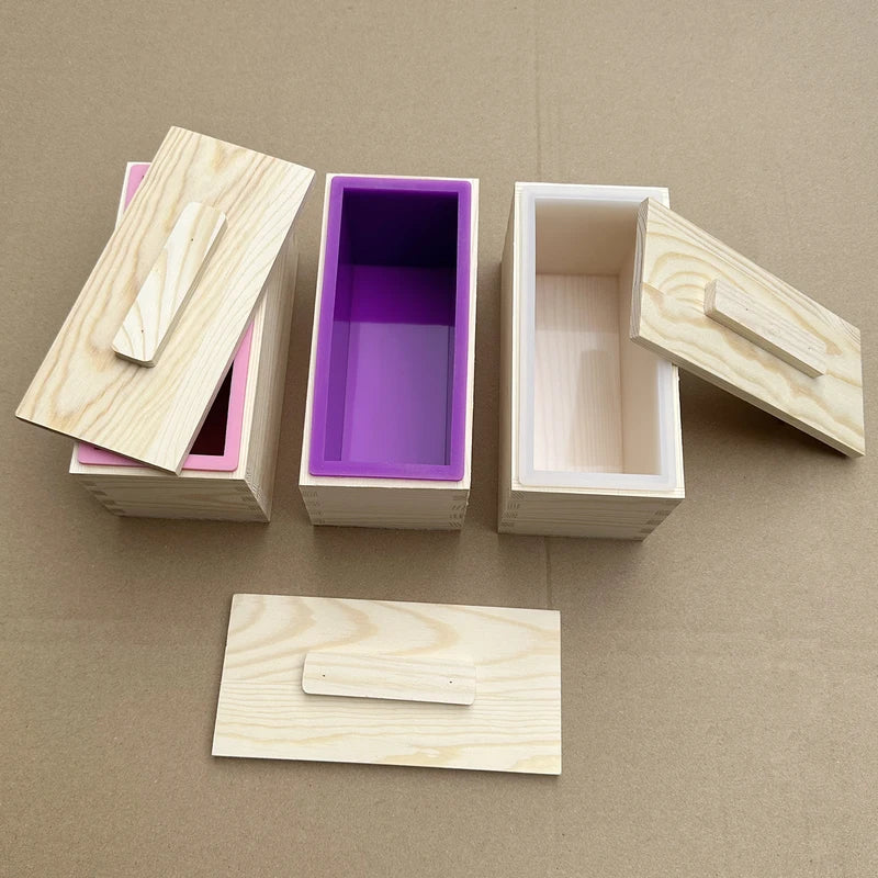 Flexible Wooden Box Soap Mold Kit 600ml Rectangular Loaf DIY Candle & Cake Making