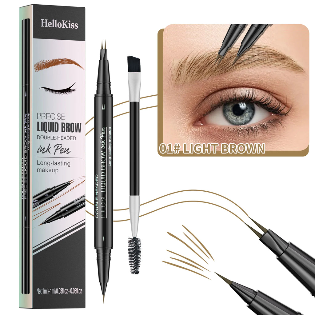 Waterproof Double-Ended Liquid Eyebrow Pencil - Smudge-Proof & Sweat-Resistant