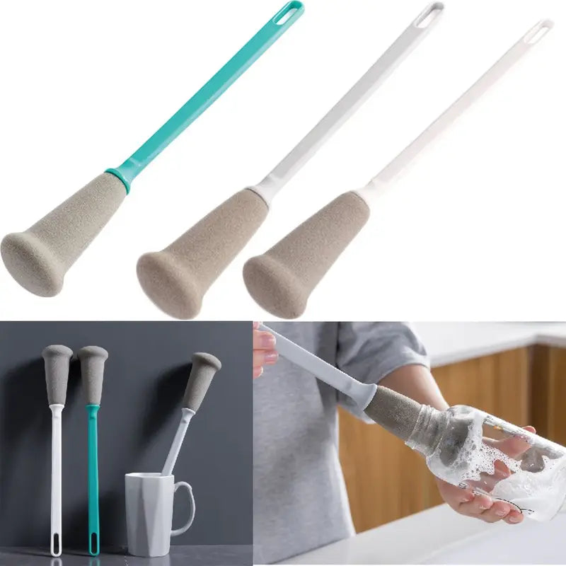 Long Handle Glass Cup Brush for Kettles & Bottles, All-Round Cleaning Tool