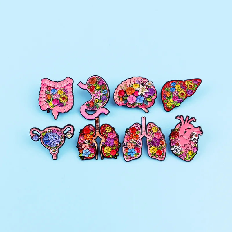 Medical Enamel Pins Floral Organs Brooches for Healthcare Workers & Gifts