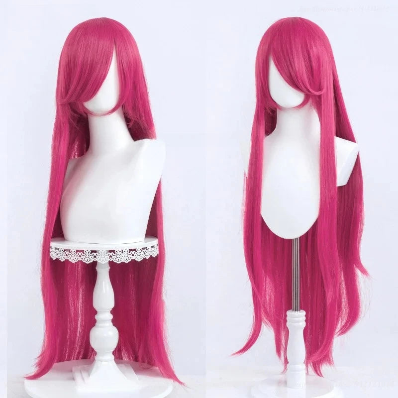 Long Rose Red Cosplay Wig 80cm Synthetic Fiber Costume Wigs for Anime