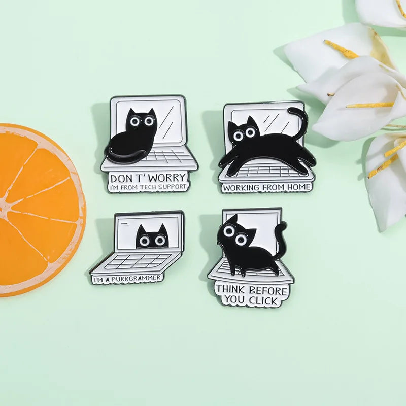 Cute Cat Enamel Pins Cartoon Kitty Claw Animal Brooches Jewelry Gifts