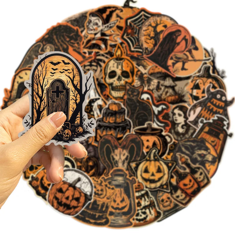50PCS Waterproof Halloween Graffiti Stickers for Phones Bikes Walls Scrapbooks