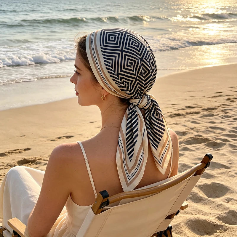 Women’s Satin Square Hijab Scarf - Soft, Thin, Boho Style Headwraps