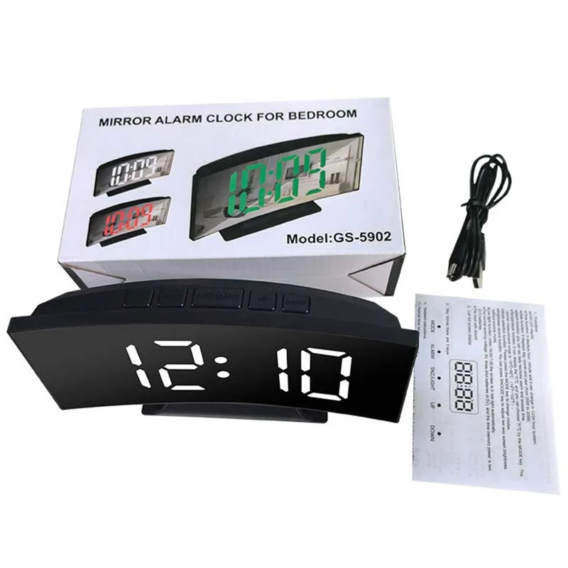 LED Digital Alarm Clock with Backlight Temperature Calendar Bedside Nightlight Home Decor