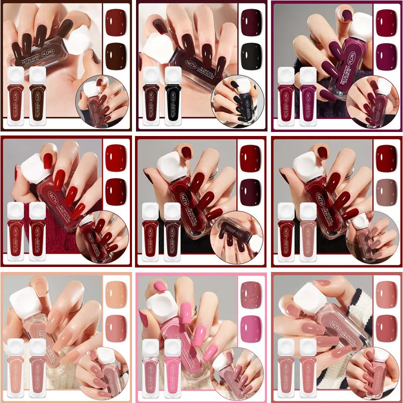 Water-Based Peel Off Nail Polish Set - 10ml Long Lasting Quick Drying 2 Pack
