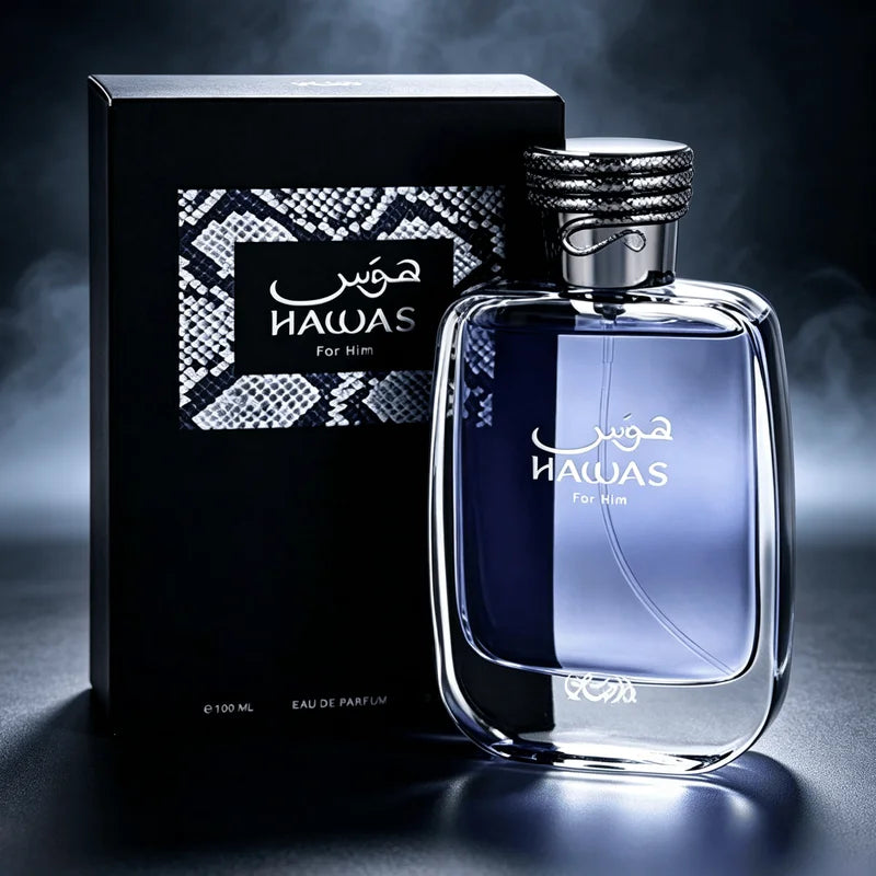 Rasasi Hawas for Him Eau De Parfum Spray 100ml - Long-Lasting Fresh Aquatic Woody Fragrance - Luxury Men's Perfume Gift