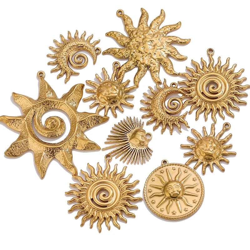 5pcs Stainless Steel Sun Moon Charms for Jewelry Making Supplies Connectors Earrings