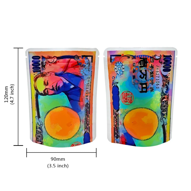 100PCS Dollar Sign Pattern Mylar Bags Smell Proof Zip Lock Bag for Tobacco & Props