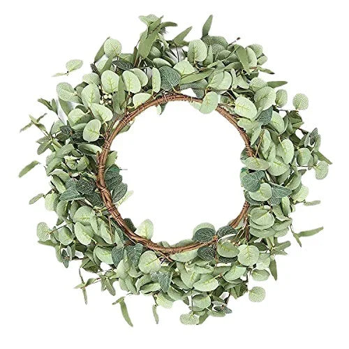 45cm Easter Holiday Garden Rattan Wreath with Eucalyptus Leaf Decor - All Colors