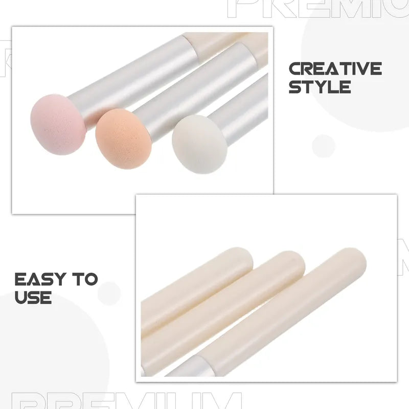 6-Piece Makeup Sponge & Concealer Brush Set with Wooden Handles - Dual Use for Face & Under Eye