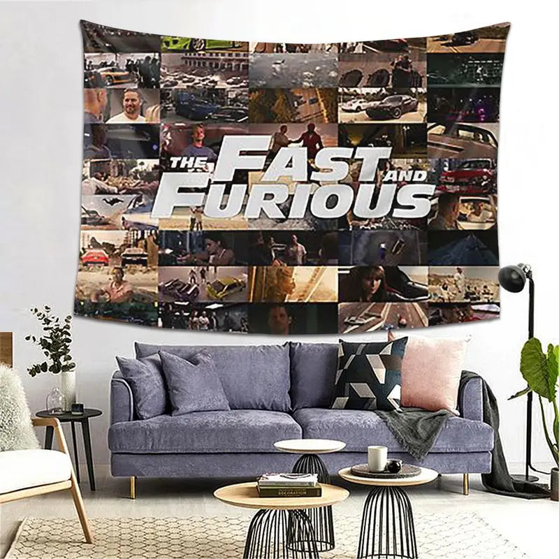 Decorative Wall Tapestry - Fast and Furious Legends Art for Living Room Bedroom