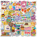 Kids Cartoon Happy Birthday Sticker Set - Graffiti, Kawaii, Toy DIY Decals, Multiple Colors