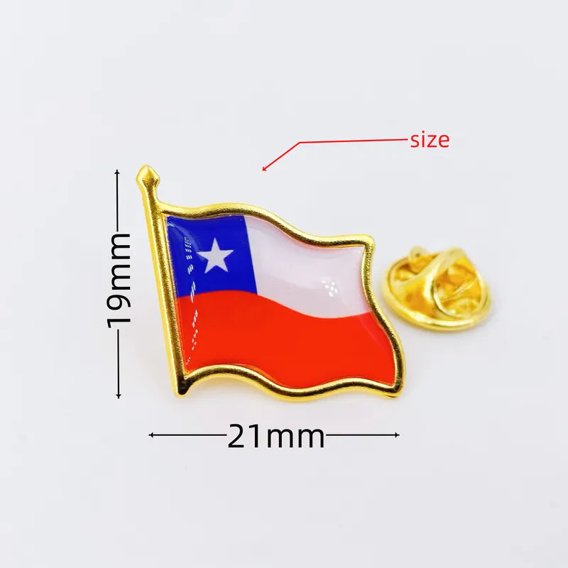 Chile Flag Lapel Pins Bulk Pack - Emblem Badges for Jackets Hats Backpacks