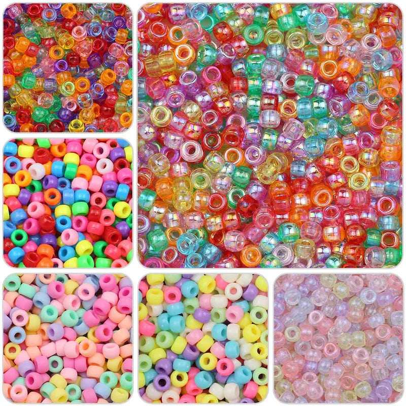 Multi-Colored Large Hole Pony Beads for Jewelry Making and Crafts - 200-1200 Pieces