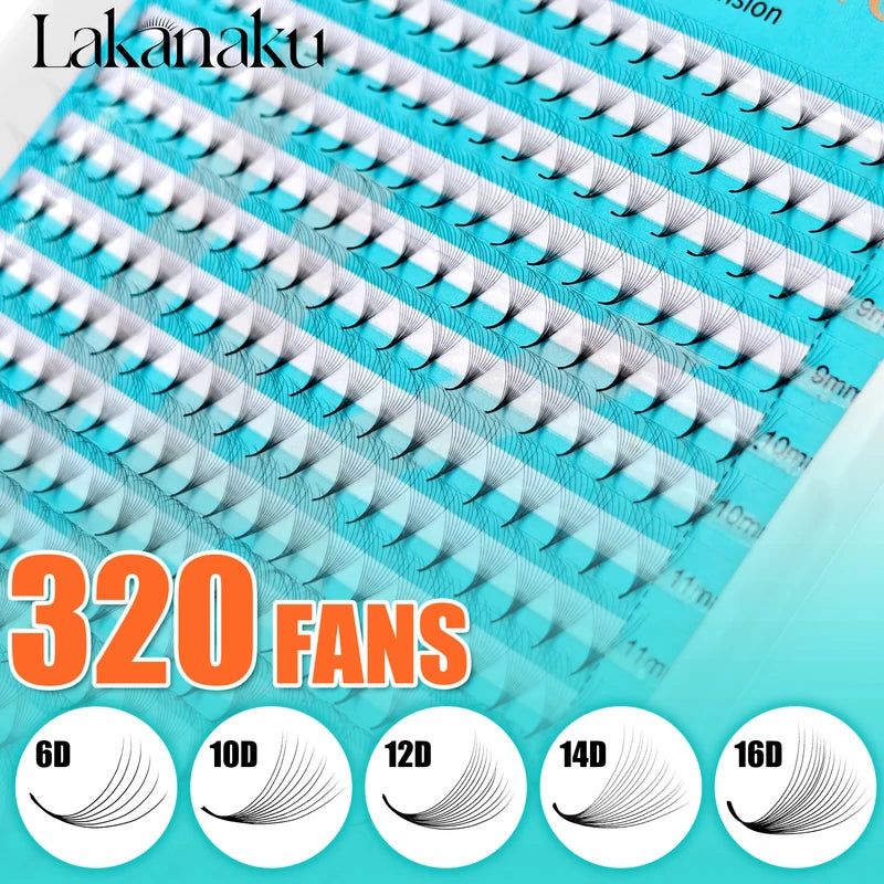 False Eyelash Extension Fan Tray - Promade 6D-16D Matte Narrow Stem Eyelash Tools