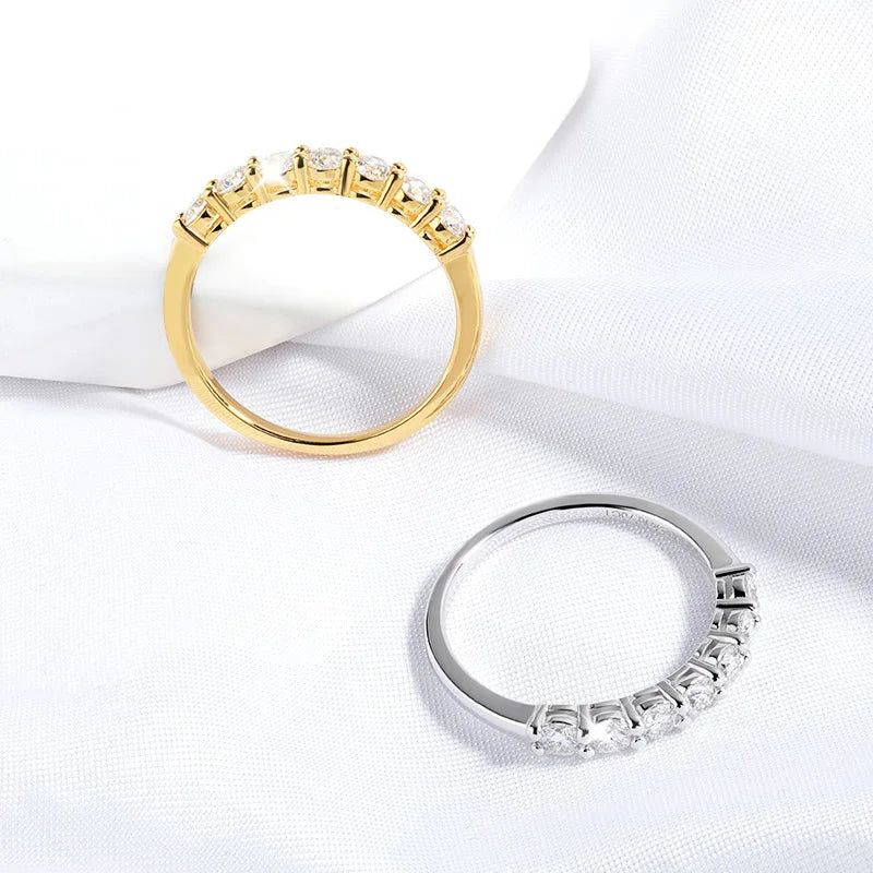 Moissanite Engagement Ring 0.7CT 3mm Silver Wedding Band for Women
