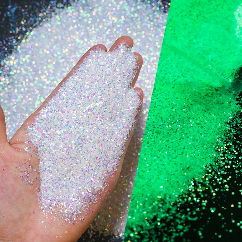 Glow-in-the-Dark Glitter Resin Pigment for Nail Art & Crafts - 10g Variety Pack