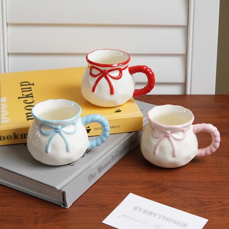 Ceramic Coffee Cup with Bowknot Handle, Small Capacity Tea & Espresso Mug