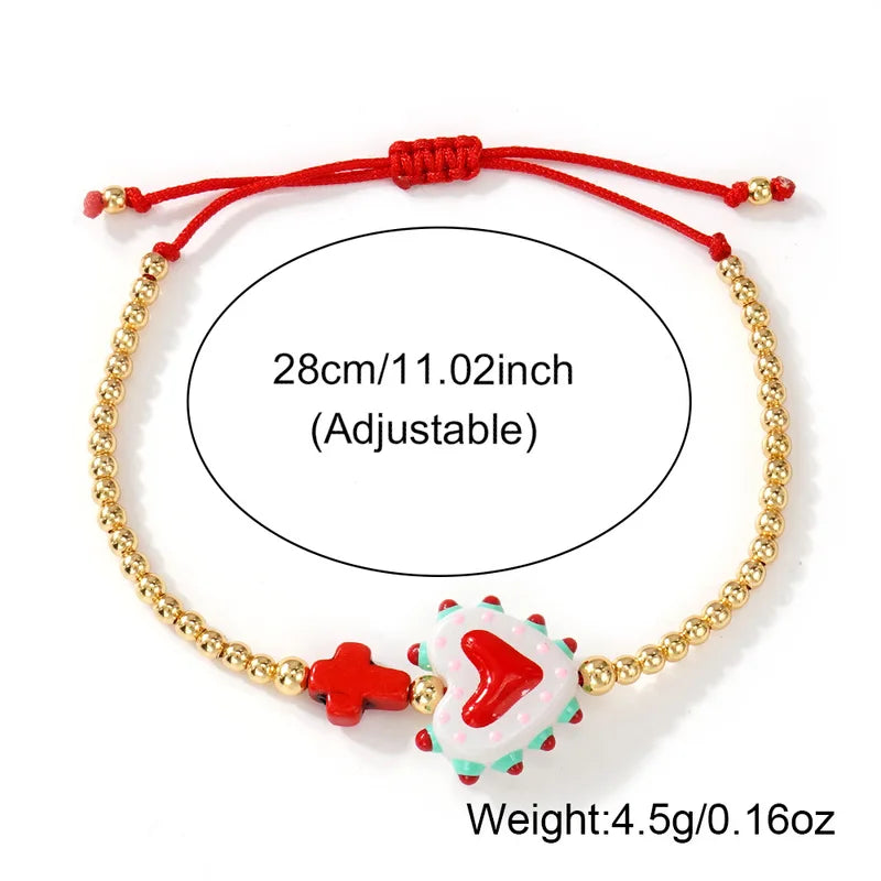 Ladies Bohemian Colorful Heart Bracelet Beaded Light Luxury Jewelry