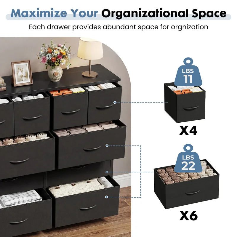 Tall Fabric Drawer Cabinet Storage Organizer with Steel Frame - Living Room Furniture