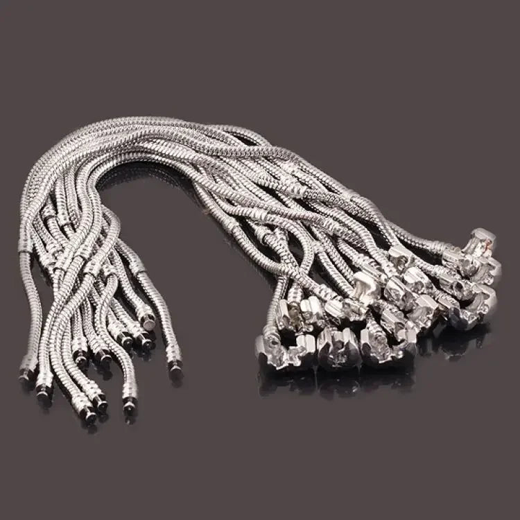 925 Sterling Silver Snake Bone Charm Bracelet for Women & Men - Adjustable Length Jewelry