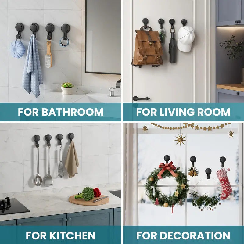 No Drilling Vacuum Suction Cup Towel Hooks Bathroom Kitchen Removable Wall Mount